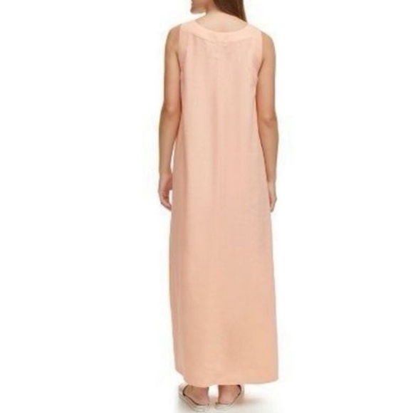 DKNY Peach Linen Blend Sleeveless Maxi Dress XL NWT - Picture 3 of 10